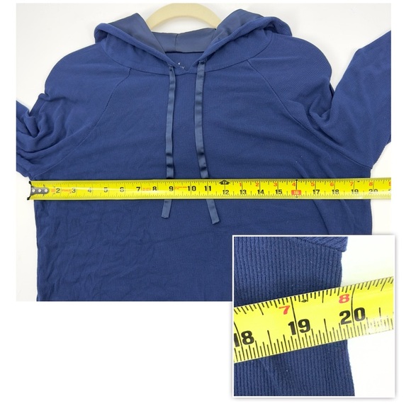 Cozy Earth Womens Bamboo Rib Knit SET Hoodie Wide Leg Pants Size S/M Navy Blue - Picture 12 of 16